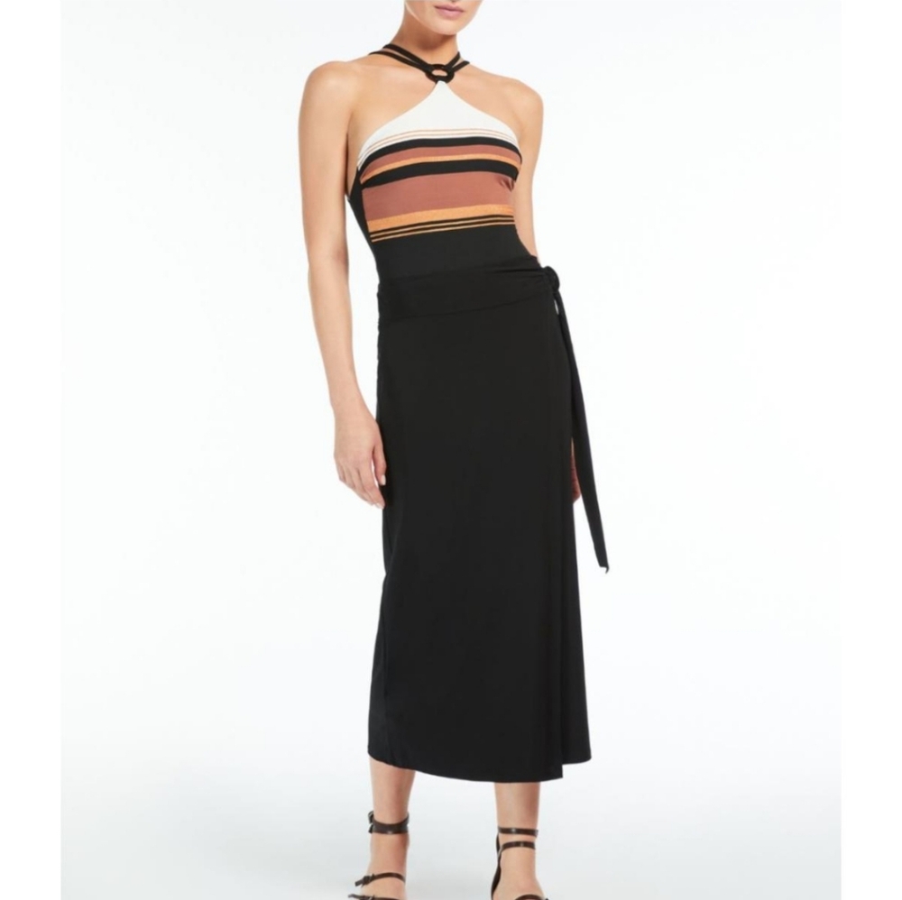 MaxMara Striped Halter One Piece Swimsuit